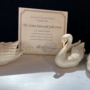 The Lenox Ivory and Gold Swans (set of 3)
